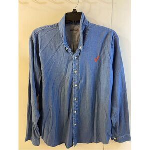 Verizon Wireless Classic Fit Button down 2x denim‎ Jean LS Shirt Top rn#51374